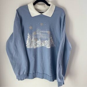 Vintage Croft & Barrow Winter Scene Sweatshirt - 2XL - Cozy Grannycore Pullover